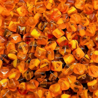 glaskralen-tsjechisch-glas-bicone-oranje-geel-kleurmix