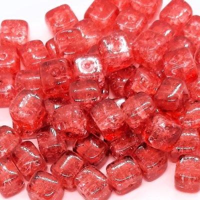 crackle-glaskralen-vierkant-rood