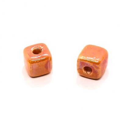 DQ-kraal-keramiek-vierkant-oranje-glans-7mm