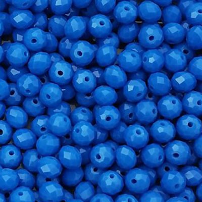 GLASKRALEN RONDELLES FACET GESLEPEN SHINY BLUE