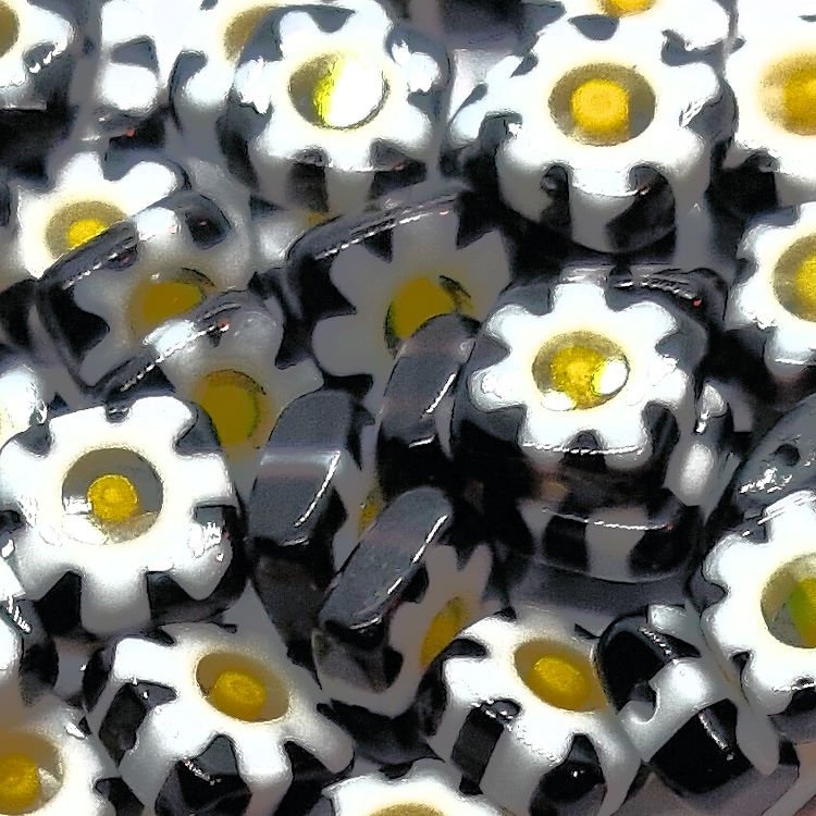 glaskralen-bloem-millifiori-lampwork-zwart
