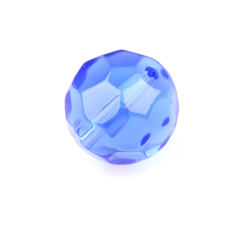 glaskraal facet rond blauw 19mm