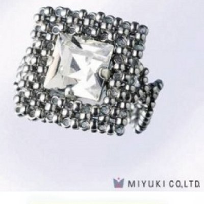 DIY pakket ring miyuki square motif 15/0 seed beads