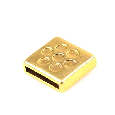 Schuifkraal DQ vierkant goud bloemmotief