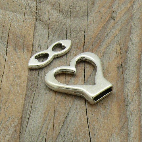 Kapittelslot 'Hart', maat 27mm, Antiek zilver