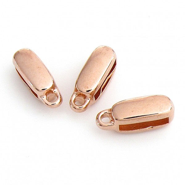 Schuifkraal met oogje voor 10mm breed leer, DQ Rose Goud