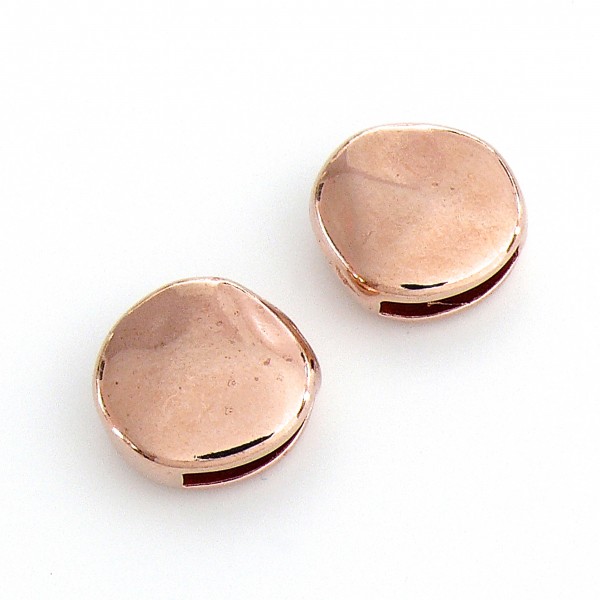 Schuifkraal rond voor 10mm breed leer, 13x13.5mm, Rose goud