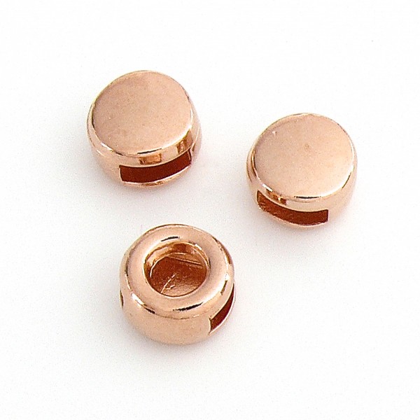 DQ schuifkraal rond voor 6mm breed leer, 10mm, Rose goud