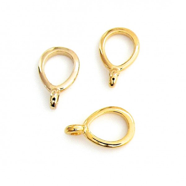 Kraal druppelvormig met oogje, 10x16.4mm, Goud