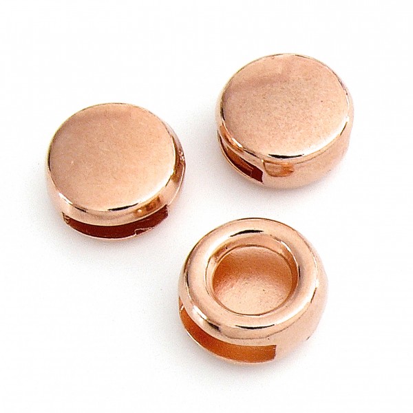 Schuifkraal rond voor 10mm breed leer, 14mm, Rose goud