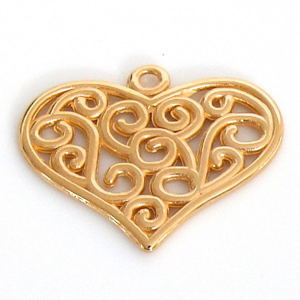 Bedel filigran hart groot 25x27mm, Goud