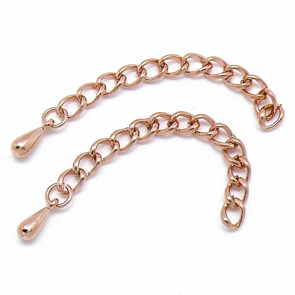 Verlengketting met druppel, 0.7x3.5x4.5mm, Rose goud