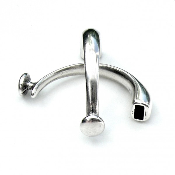 Halve armband met knop, DQ Antiek Zilver