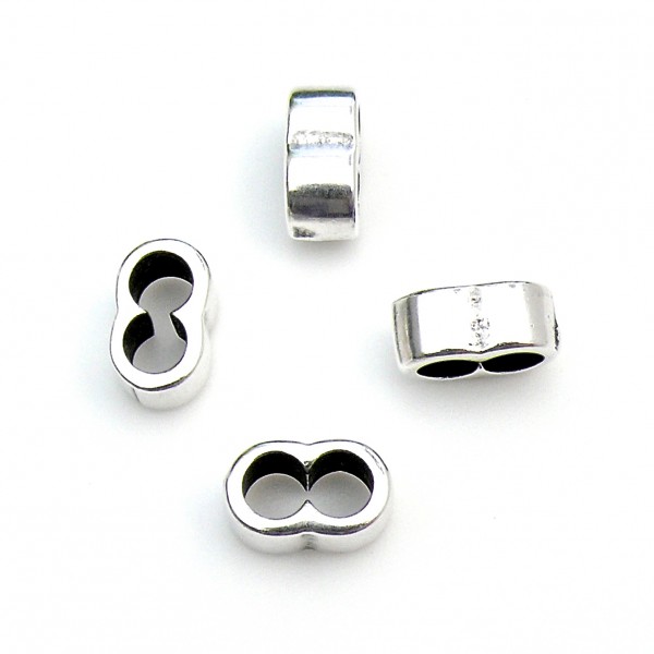 Tussenstuk spacer voor 4mm rond leer, Antiek zilver