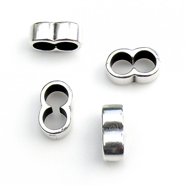 Tussenstuk spacer voor 5mm rond leer, Antiek zilver