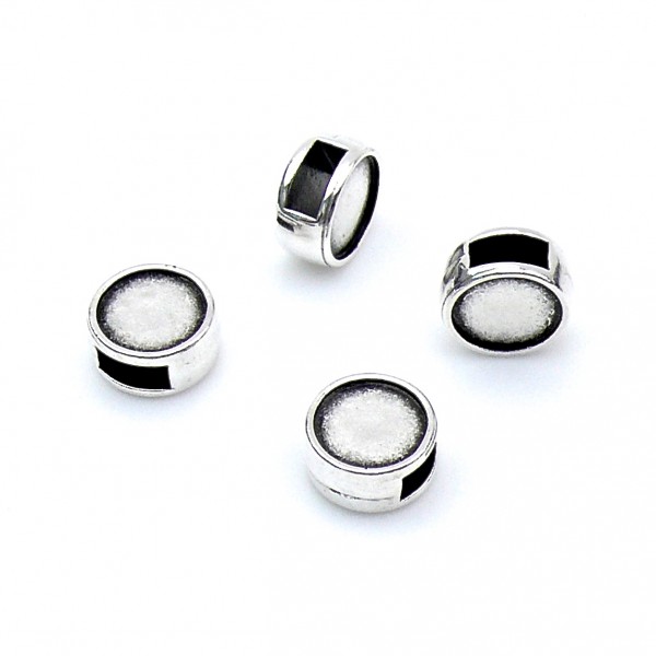 Schuifkraal rond 5mm leer/cabochon 6mm, DQ Antiek zilver