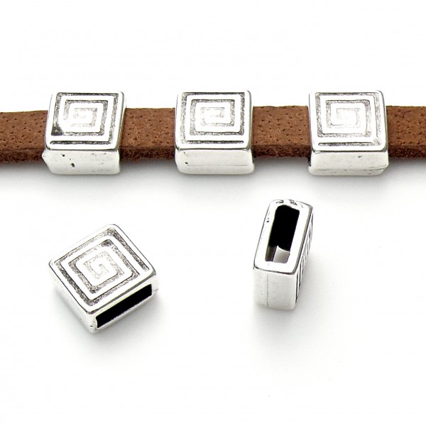 Schuifkraal vierkant spiraal, Antiek zilver