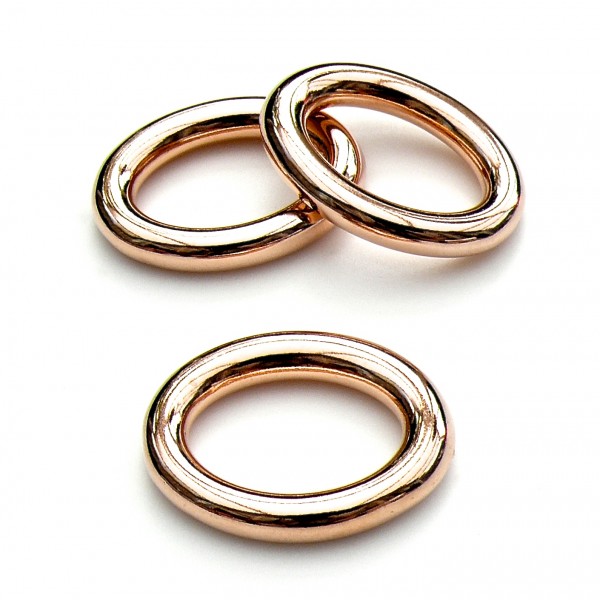 Gesloten ovale ring 30mm, buitenmaat 24x30mm, Rose goud