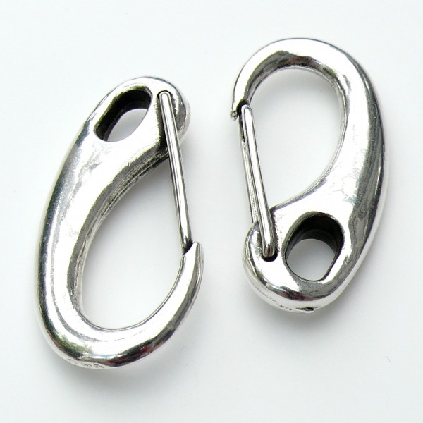 Musketonsluiting XL, maat 22x46mm, Antiek zilver