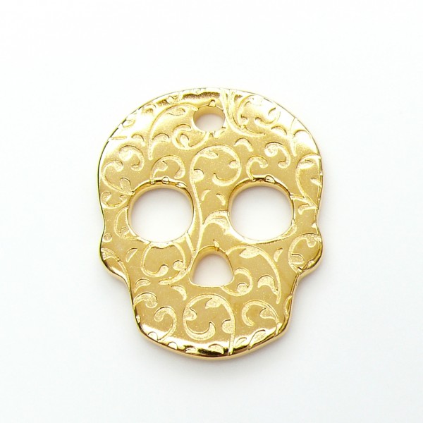Bedel floral skull 26x33mm, Goud