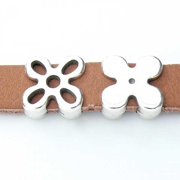 Schuifkraal klavertje 4, Antiek zilver