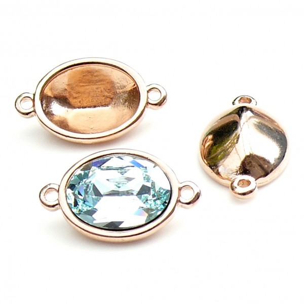 Tussenzetsel - swarovski 4120 (14x10mm) 13x22mm, Rose goud