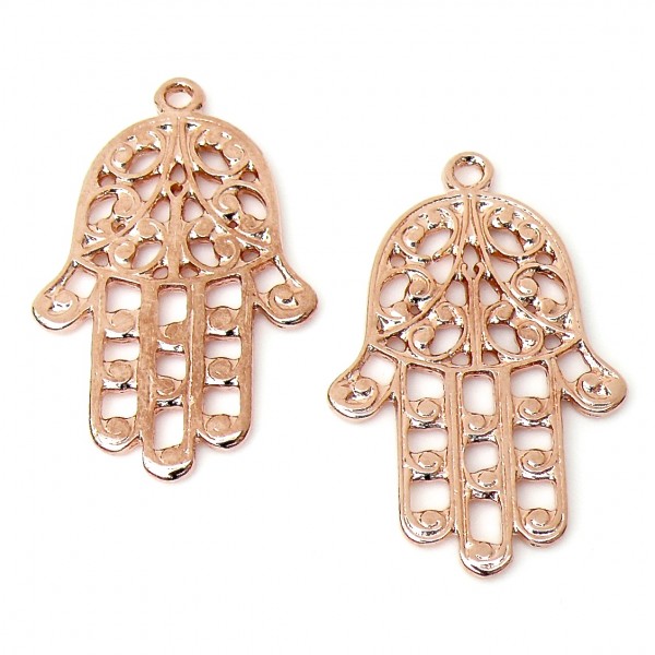 Bedel fatima hand 23x36mm, Rose goud