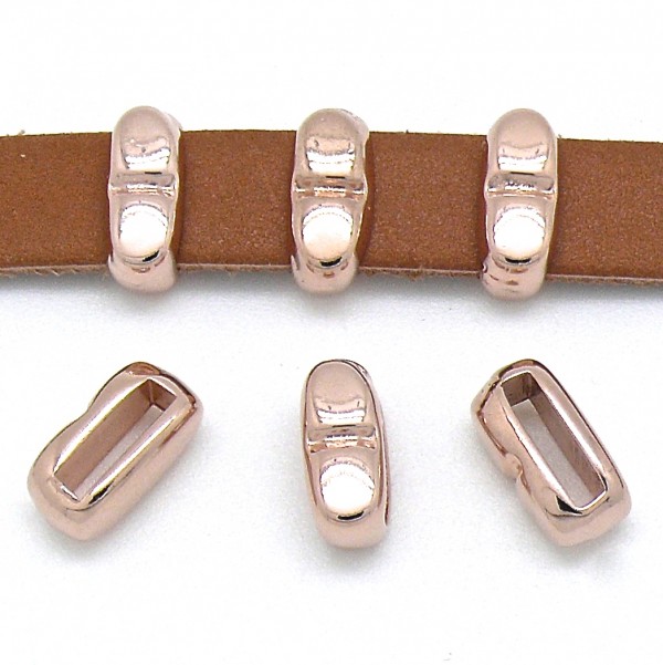 Schuifkraal met streepje smal, maat 6x13mm, Rose goud
