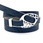 Buckle sluiting met druppels voor 10mm breed leer,  Antiek zilver - Afbeelding 2