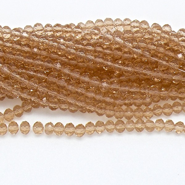 DQ glaskraal rondelle facet 3x4mm, Champagne Gold