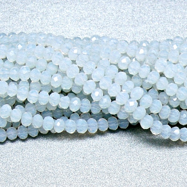 DQ glaskraal rondelle facet 3x4mm, White Opal