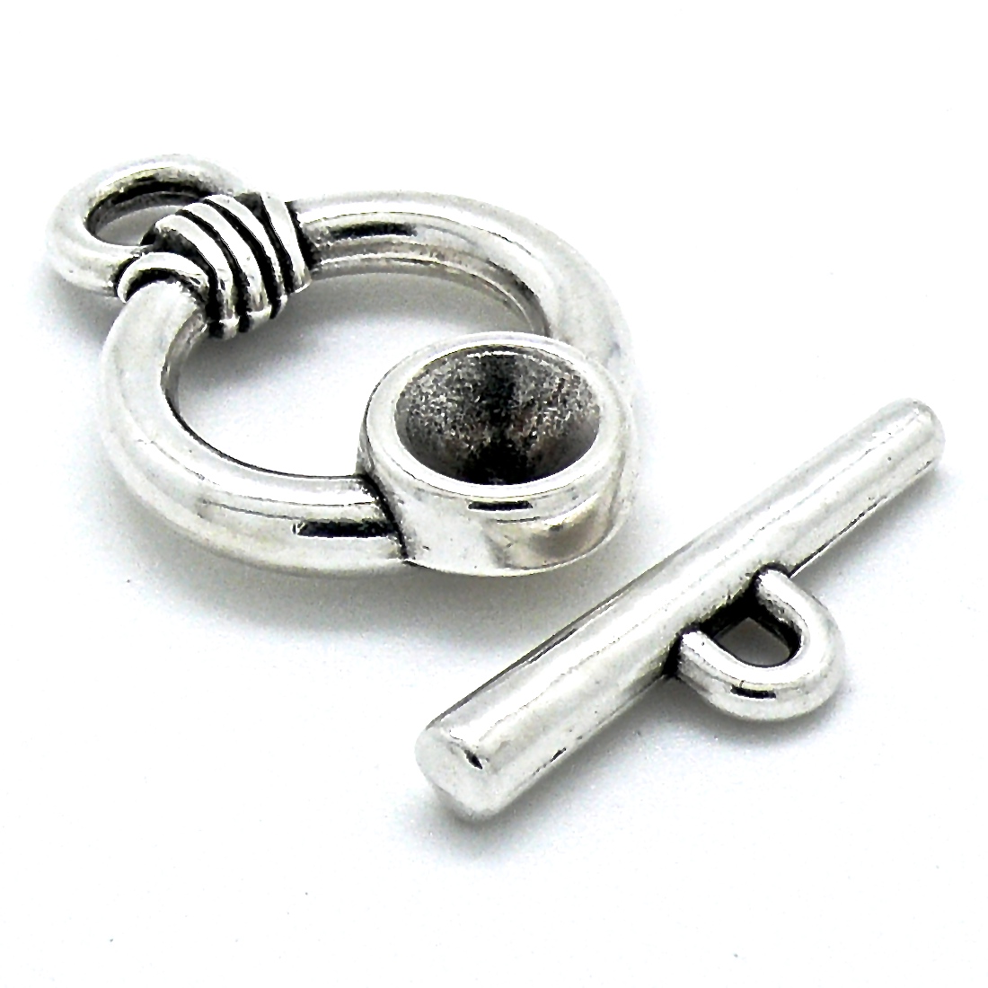 Kapittelslot met setting voor SS39 rond, maat 23mm, Antiek zilver