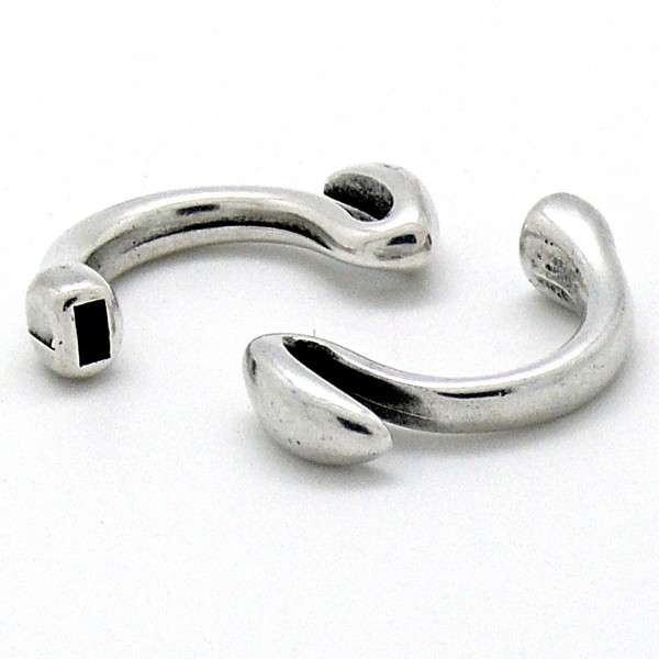 DQ halve vingerring geschikt voor 4mm breed leer, Antiek zilver