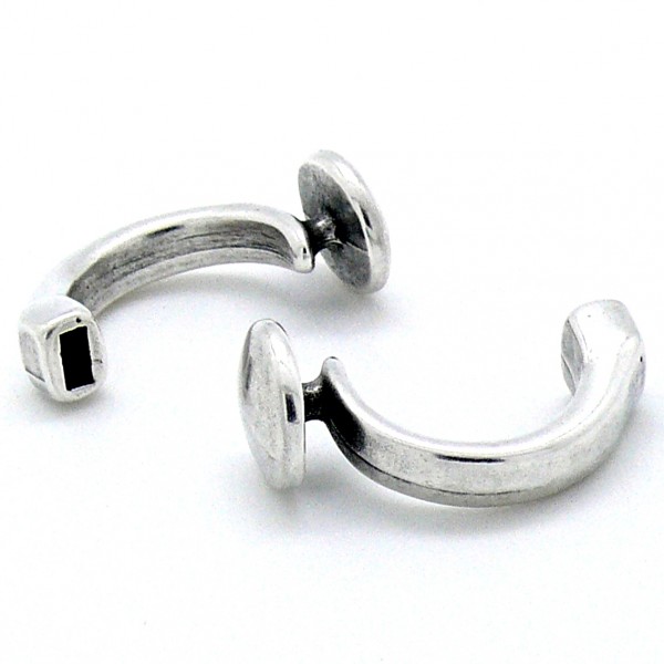 Halve vingerring bolletje, gat 2x4mm, DQ Antiek zilver
