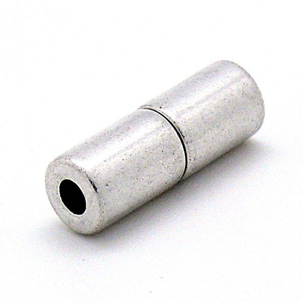 Magneetsluiting tube voor 3mm leer, Antiek zilver