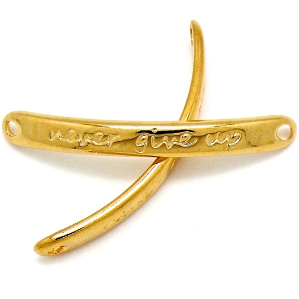 Tussenzetsel met tekst 'never give up', 5.5x44mm, Goud