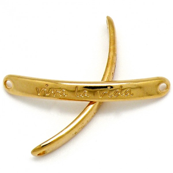 Tussenzetsel met tekst 'viva la vida' 5.5x44mm, Goud