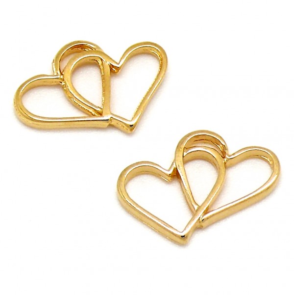 Tussenzetsel 2 hartjes, 4x19mm, DQ Goud