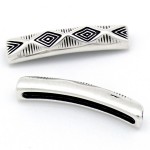 Schuifkraal boho large voor 5mm breed leer, 8x38mm, Antiek zilver - Afbeelding 2