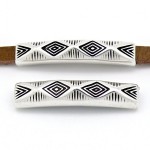 Schuifkraal boho large voor 5mm breed leer, 8x38mm, Antiek zilver