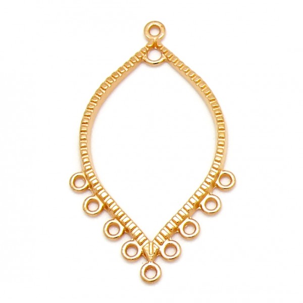 Oorbelhanger bladvorm met 9 ringen, 27x45mm, Goud