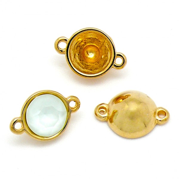 Tussenzetsel rond/bol met 2 oogjes voor SS39, 10x15mm, Goud