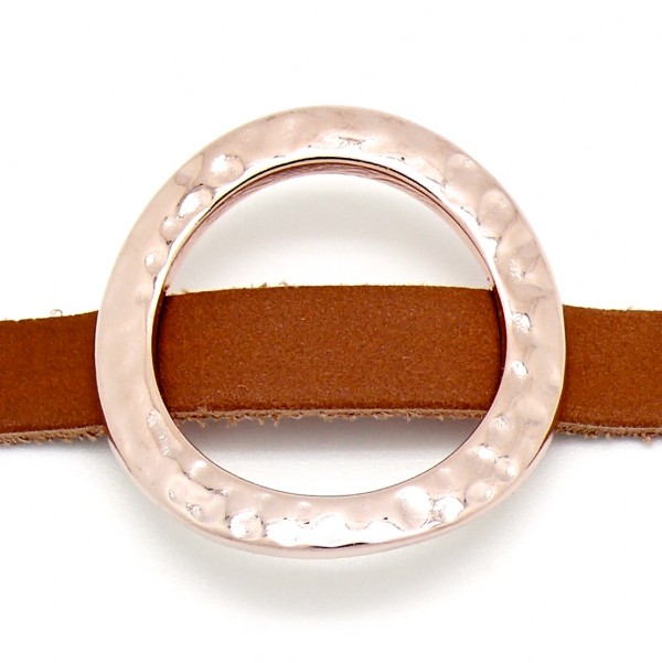 Schuifkraal medium rond hamerslag, maat 37x37mm, Rose goud