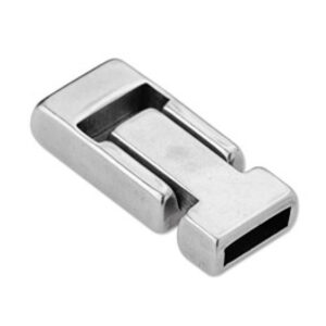 Magneetsluiting T-shape voor 10mm breed leer, DQ Antiek Zilver