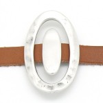 Schuifkraal ovaal voor 10mm breed leer, 18x35mm, Antiek zilver - Afbeelding 2