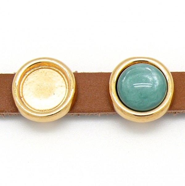 Schuifkraal setting rond voor cabochon 12mm, 16x16mm, Goud