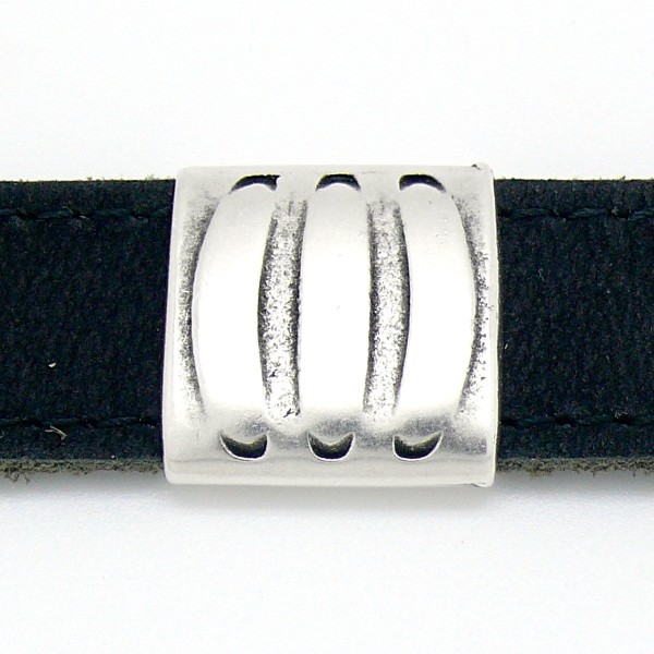 Schuifkraal voor 20mm breed leer, DQ Antiek zilver