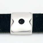 Schuifkraal voor 20mm breed leer, DQ Antiek Zilver