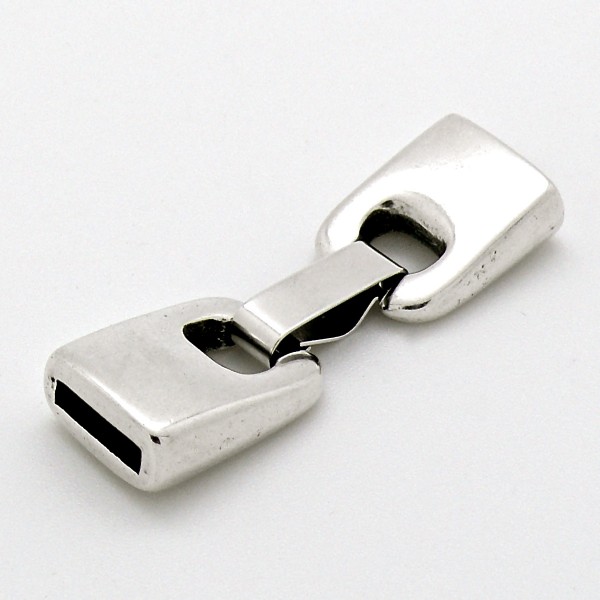 Clipsluiting voor 10mm breed leer, DQ Antiek Zilver