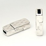 Magneetsluiting hamerslag voor 5/6mm breed leer, Antiek zilver - Afbeelding 2